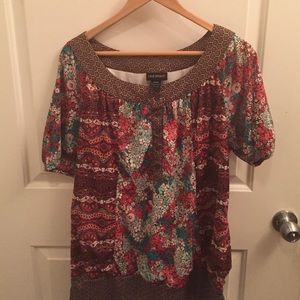 Multi colored short sleeve blouse