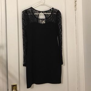 black lace sleeved dress
