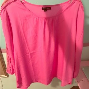 Pink shirt with lace