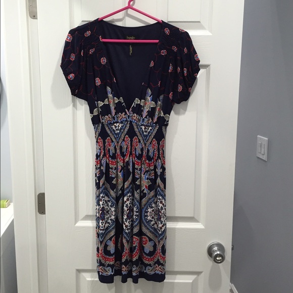 Laundry by Shelli Segal Printed V Neck Dress Sze S