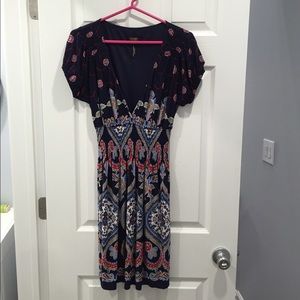 Laundry by Shelli Segal Printed V Neck Dress Sze S