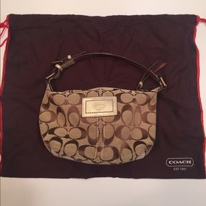 NWOT Coach mini gold and brown classic handbag