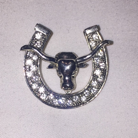Western Longhorn & horseshoe pendant w/ earrings