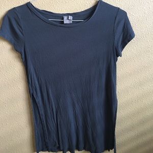 gray longline ribbed top