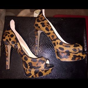 Jessica Simpson Leopard Cow Hair Print Heels