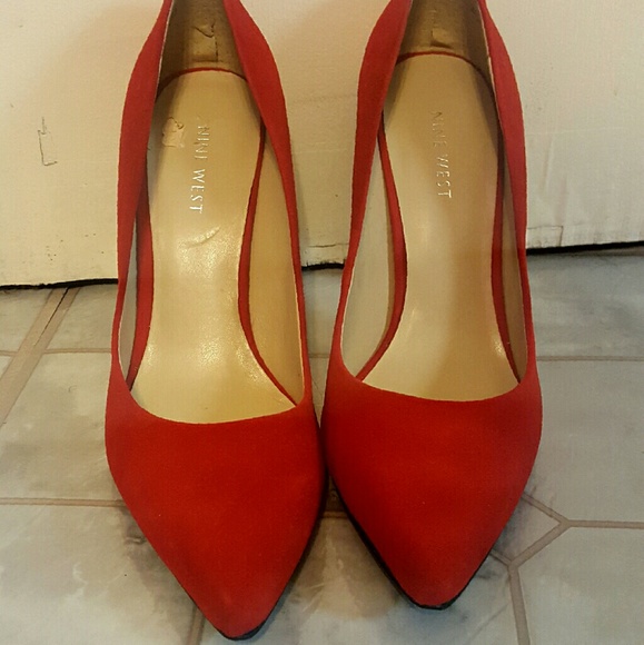 Nine West red suede pumps