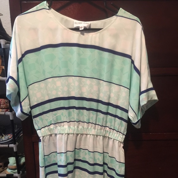 Mint and navy blue dress