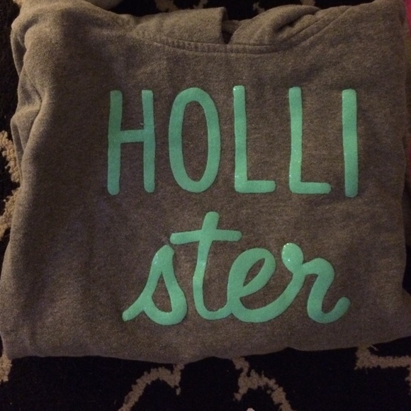 Gray ,sparkly teal sweatshirt with hoodie size L - Picture 1 of 1