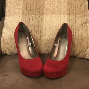 Red platform heels