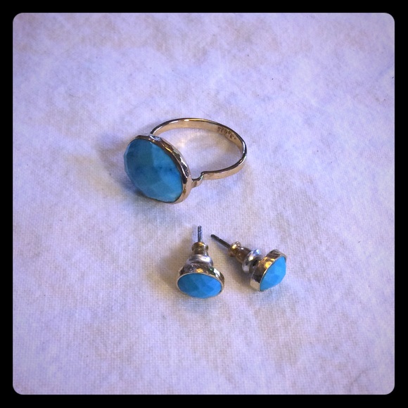 Stella & Dot Turquoise Oval Stud Earrings