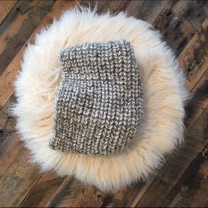 Grey and white knit infinity scarf NWOT