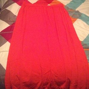 Coral Flowy Maxi Skirt