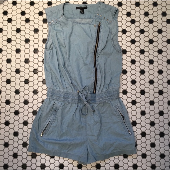 Chambray utility romper