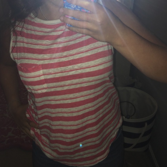 Pink and White Striped Tank