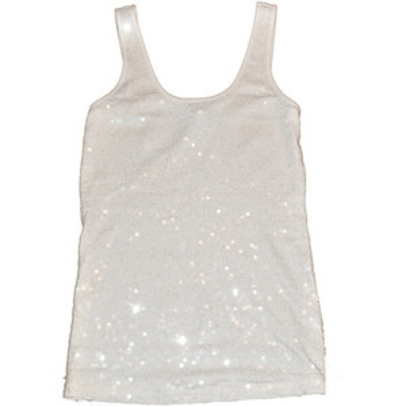 Express sequin white top size medium