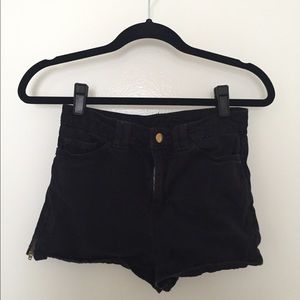 AMERICAN APPAREL HIGH WAISTED TWILL ZIPPER SHORTS