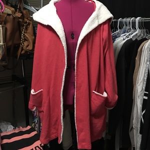Victoria's Secret Red Sherpa Lined Bathrobe