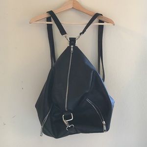 Black Faux Leather Backpack (Convertible)