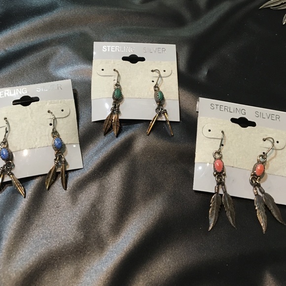 Native American Double Feather Earrings - image 3