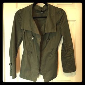 Olive Green Fall Jacket W/ Large Buttons Size Sm