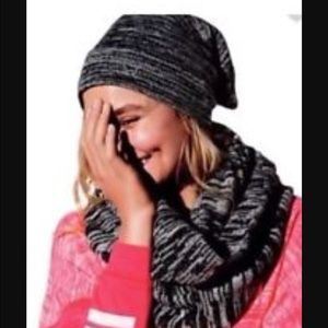 VS Pink Black and White Knit Scarf/Hat