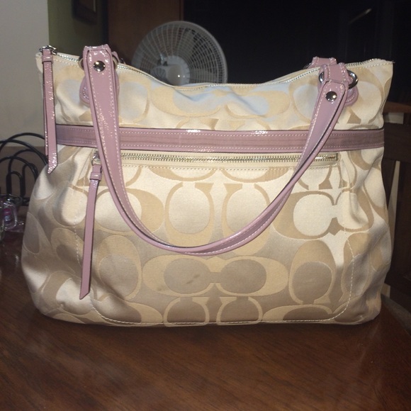 Coach poppy signature sateen glam tote
