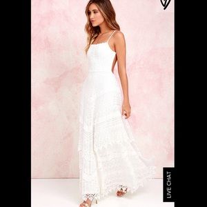 Lulus beneath the arbor ivory lace maxi dress