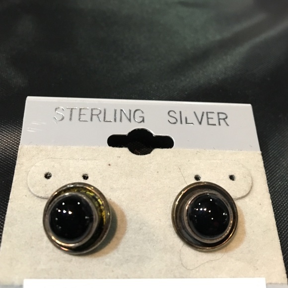 Turquoise or Onyx Dime Studs - Picture 2 of 3