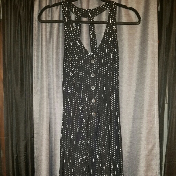 Polka dot button sleeveless dress