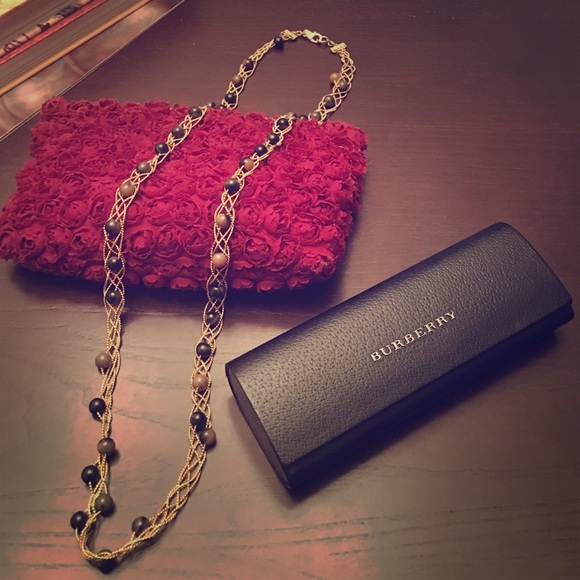 banana republic long chain necklace gone tone