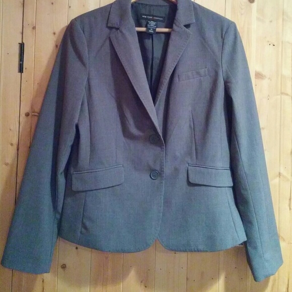 NY&Co. Stretch Two-Button Gray Jacket/Blazer