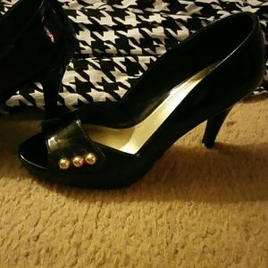 Black patent leather heels