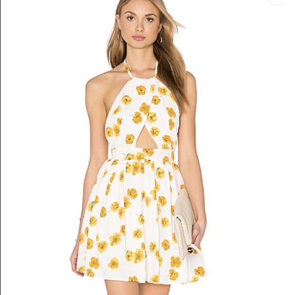 Cut Out Dress White Yellow Poppy