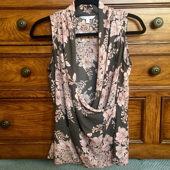 CAbi Faux Wrap Sleeveless Blouse