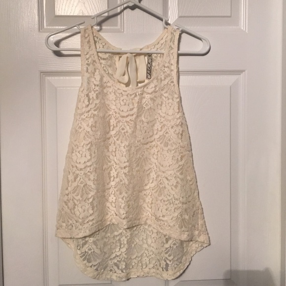 High-low lace tank