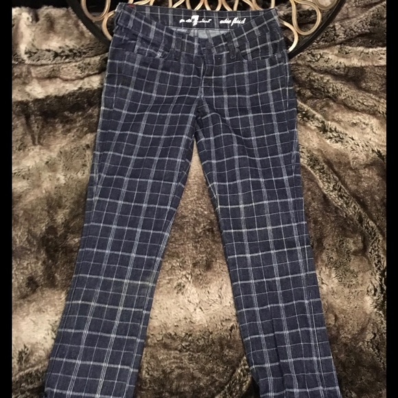 7 For All Man Kind Plaid Crop Jean 28