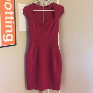 lulu's brand blood red tulip sheath dress
