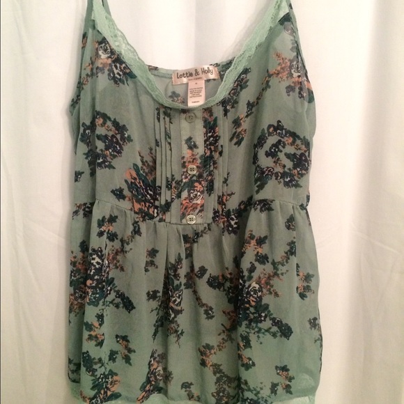Lottie & holly Tops - Beautiful seafoam green and floral sheer blouse 🌸