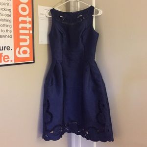asos navy blue laser cutout sleeveless dress