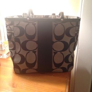 Gray and Black Coach Tote