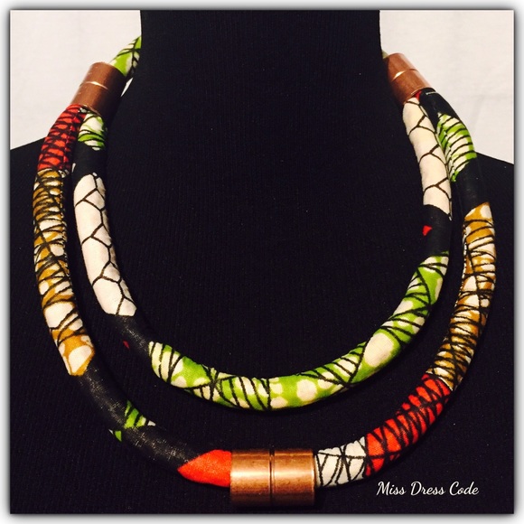 Miss Dress Code Jewelry - African Ankara Print Fabric Necklace Miss Dress Code Jewelry - African Ankara Print Fabric Necklace