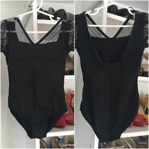 Mirella Kids Black short sleeve leotard