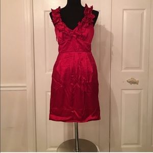 Red BCBG Cocktail Dress with Ruffle Strap