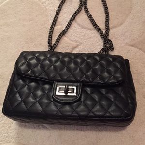 Soft black quilted purse