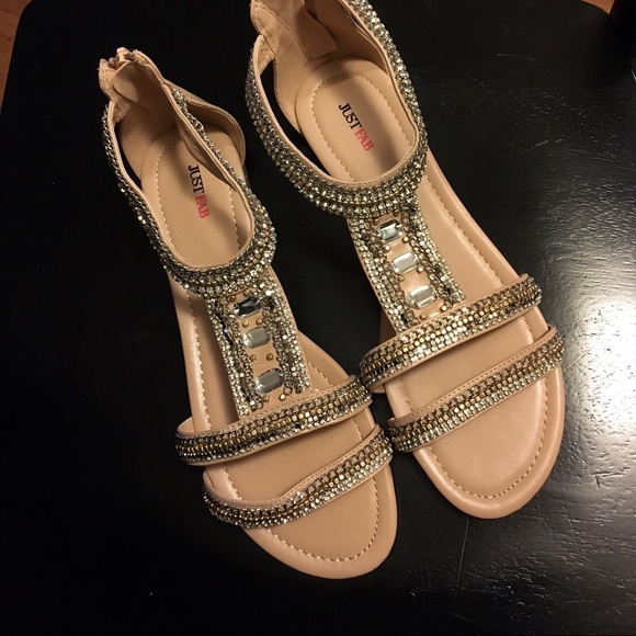 Brand New Just Fab Cream Sandals