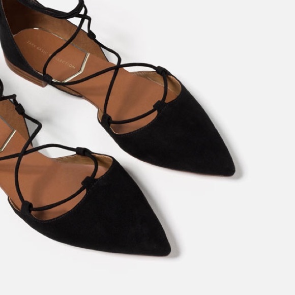 Zara Shoes - Zara Black Lace up flats