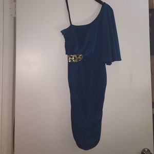 One shoulder cocktail dress with sparkle detail