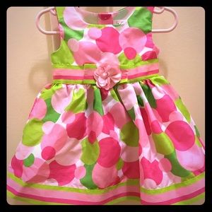 George Polka Dot girls dress, pink, green, fun💕💚