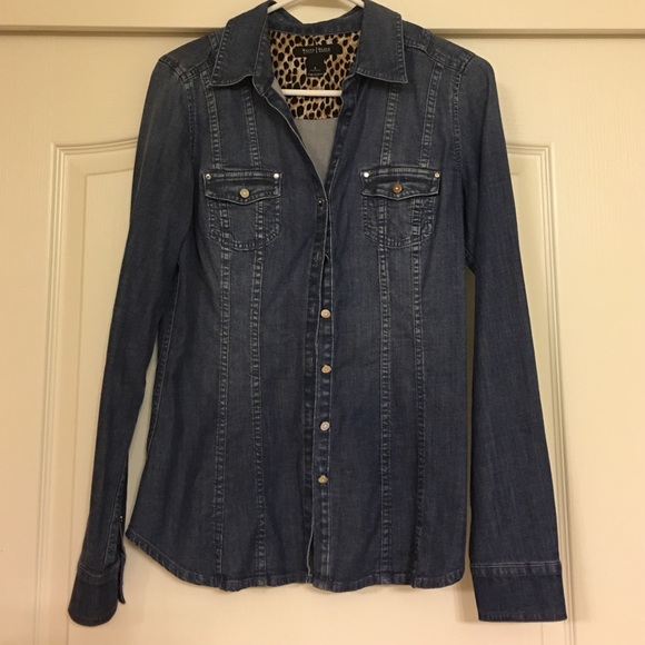 White House black market denim chambray top sz 4