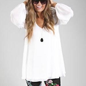donna michelle tunic - white chiffon
